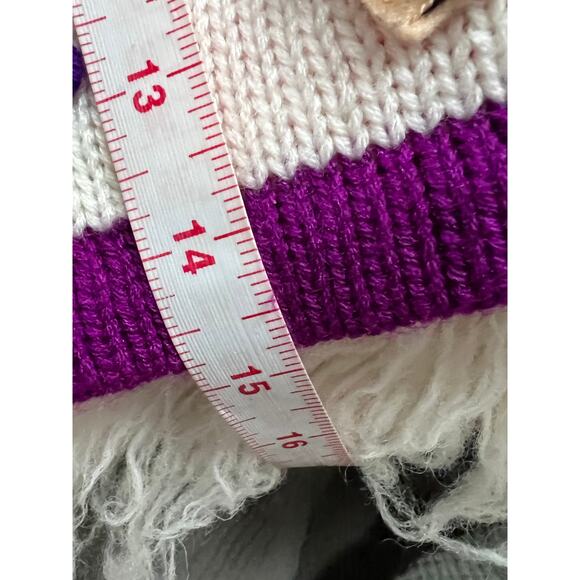 Handmade Peru Alpaca Llama Bird Knit Sweater Hoodie 2T 3T Purple Bright Colors - Picture 9 of 10